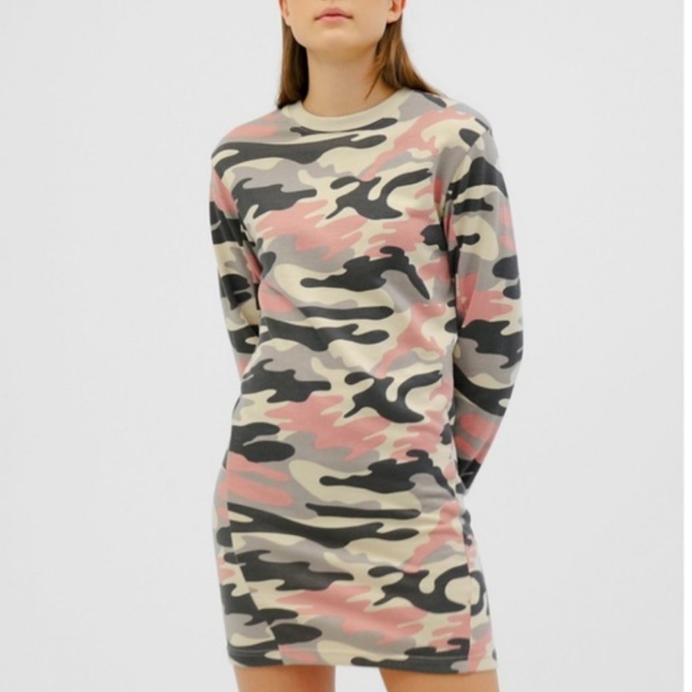 Bershka Plush Pink Camo Dress